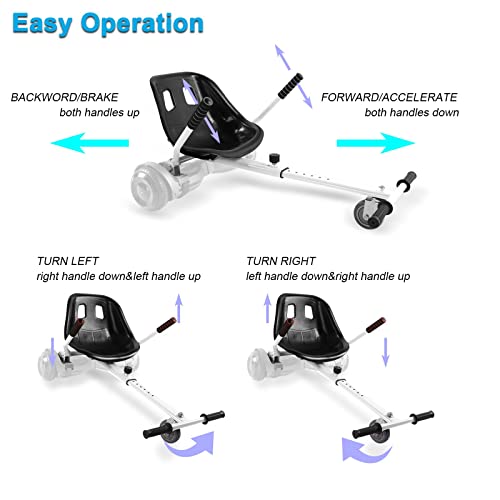 Image of Hoverboard Seat Attachment 265lbs Capacity, 26 inch-34.5 inch Adjustable Length Hover Board Go Kart Accessory w /Comfortable&Sturdy Seat,Go Cart Compatible with 6.5 inch 8 inch 10 inch Hoverboard,Kids Adults