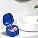 2 Pcs Denture Bath Box Cup - Complete Clean Care for Dentures, Clear Braces, Mouth Guard, Night Guard & Retainers - Travel-Friendly (Blue+Dark Blue, Medium-2A)
