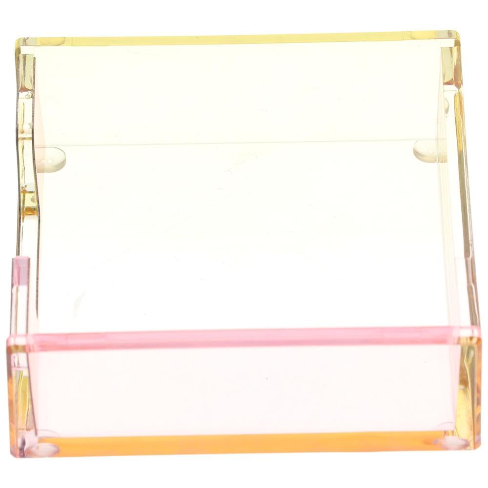 Pink Acrylic Sticky Note Holder & Memo Pad Case - Desk Organizer With Easy-Dispense Design