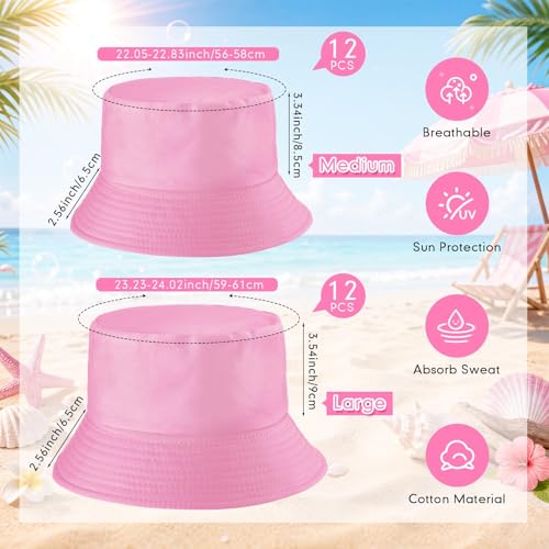 Image of 36 /24 /12 Pcs Bucket Hats for Men Women Bulk Cotton Fishing Cap UV Protection Beach Foldable Solid Color Sun Cap