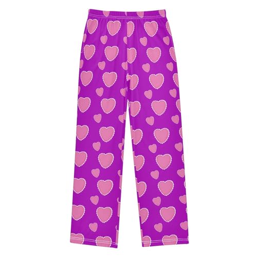 J JOYSAY Lace Heart Purple Pajamas Pants Soft Long Pajama Bottoms Lounge Sleep Pants Size S-XL