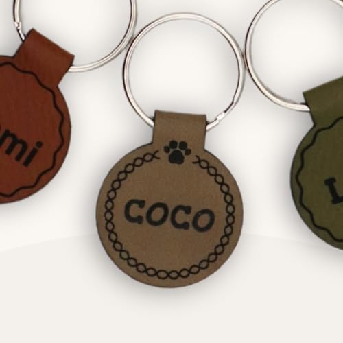 Hundemarke mit Gravur – Geräuschlos & klimperfrei – Individuell anpassbar – Hochwertiges Kunstleder – In verschiedenen Farben erhältlich (hellbraun)