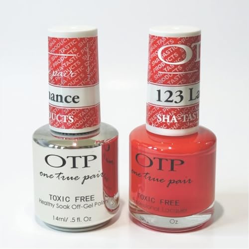 OTP Gel Polish Duo-123 LastChance-Bright Orange Pink LED Gel Polish & an Air Dry Nail Lacquer Matching Duo Set. Toxic Free & Healthy Products