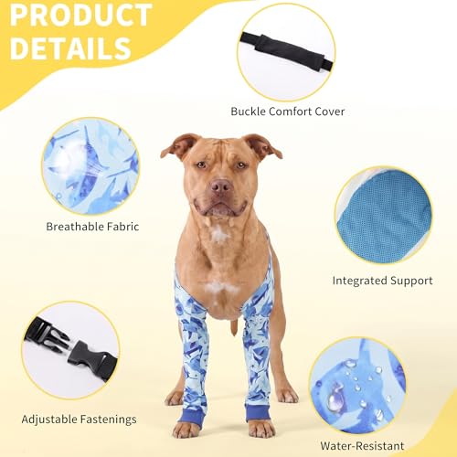 Image of LovinPet Dog Elbow Protector Anti-Licking Elbow Sleeve, Adjustable, Comfortable & Durable Front Leg Guard for Medium to Large Dogs, Prevents Licking and Chewing,Dog Sleeve,Blue Blue