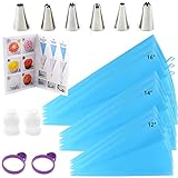 GEMLON Reusable Icing Piping Bags and Tips Set, Silicone Pastry Bags with Frosting Tips Baking...