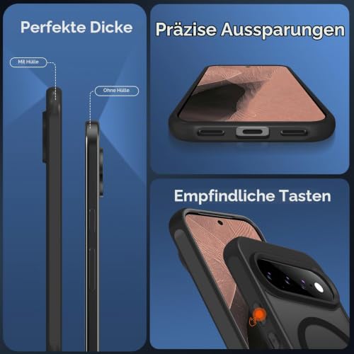 ivoler für Google Pixel 11 Pro Hülle,mit 2 Panzerglas,Magsafe,Schwarz – Ansicht 6