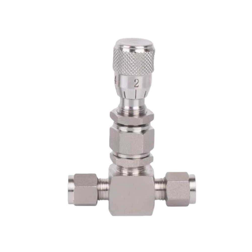 Yjqhody One Color Adjustable Needle Valve Stainless Steel 304 Straight Needle Valve, Micro Flow Regulating Metering Controller Sealed 1Piece(3/8Inch)