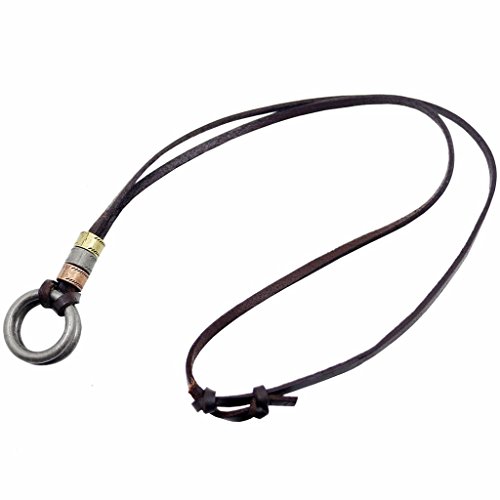 MagiDeal Vintage Eyeglass Strap Leather Sunglasses Neck Cord Holder Retainer Double Circles Necklace, Adjustable