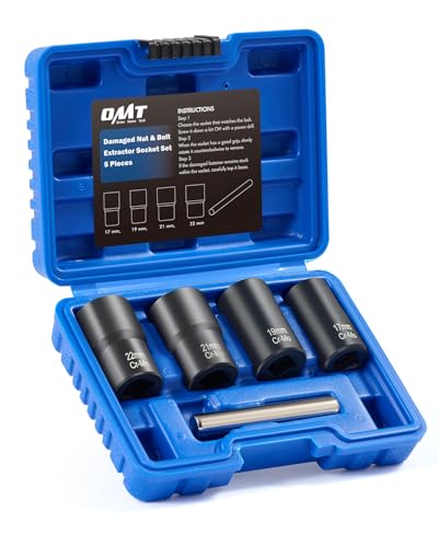 Orion Motor Tech 5pc Locking Wheel Nut Removal Tool Kit 1/2 Drive Nut and Bolt Extractor Set Rounded Bolt & Stripped Lug Nut Remover Tool Set