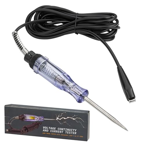 MeasuPro Voltage Continuity & Current Tester 54inch 4.5feet 1PK 6-12 V DC 24 V AC Tester Car Electric Test Pen Heavy Duty Light Fuse Tester Automotive Circuit Tester Vehicle Circuits Low DC Voltage