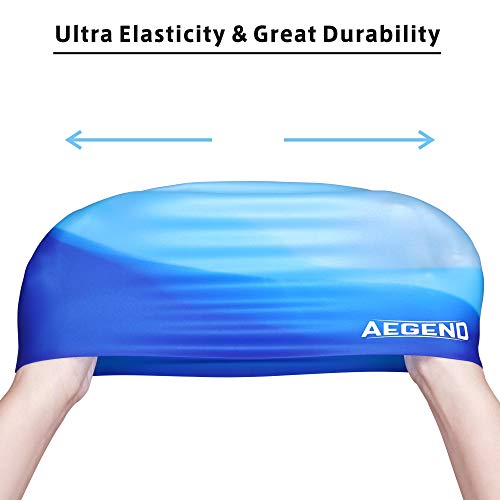 Aegend Kids Swim Cap (Age 8-12), 2 Pack, Blue & Pink #TOP5