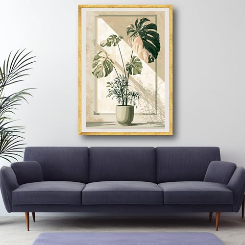 Toile beige Monstera 60x80 cm pour salon moderne affiche chic - 2