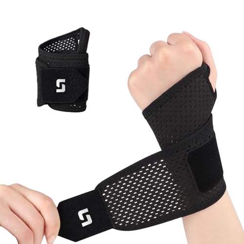 手首 サポーター 固定 保護 【理学法士の推薦】【1000通気性メッシュ】 保護 怪我防止 手首用サポーター 軽量 吸汗速乾 スポーツ 家事 育児 パソコン/スマホ操作 男女兼用 (1, 黒)