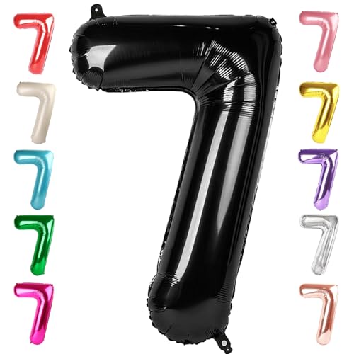 Image of 7 Balloon Numbers Birthday Decorations, 40In Black Balloons for Men Women | Eye-catching Appearance, Perfect Decorative Centerpieces, Convenient Self-sealing Structure, Widely for Various Occasions
