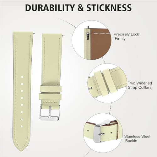 Italy Genuine Leather Watch Bands Men Women Compatible with Samsung Galaxy Watch Band, 20mm 22mm Lugs Watch Straps, Quick Release Wear-resistant Sweat-Resistant Smartwatch Replacement Strap