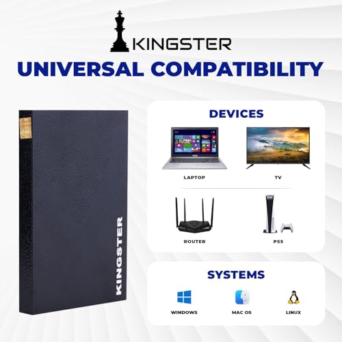 KINGSTER'S Portable External Hard Drive - USB 3.0 High-Speed HDD for PC, Laptop, Mac, Windows, Linux, Android - Plug & Play External Storage Drive with 2-Year Warranty (320 Gb Black) 8 41AL5 fOdVL