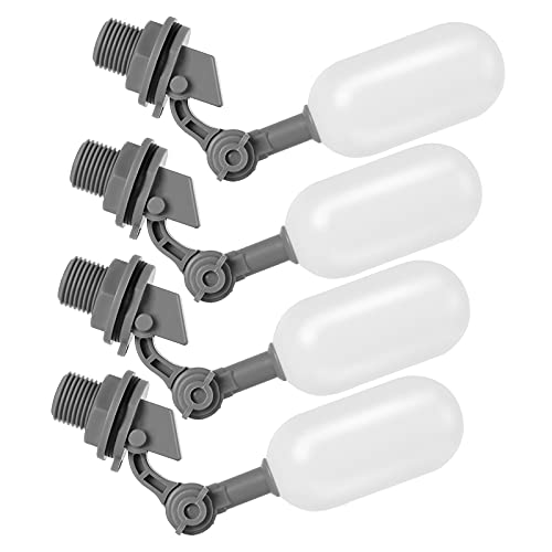 PETTYOLL 4PCS Float Ball Valve, 1/2 Inch Supply Tube Water Float Valve, Water Filter Float Ball Valve with Adjustable Arm for Ponds, Livestock Water Trough, Aquariums and Aquaculture