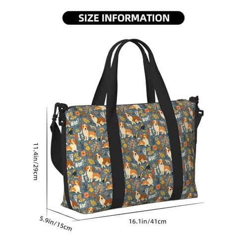 Travel Duffle Bags For Women Men - Autumn Leaves Puppy Bird Print Personal Item Weekender Overnight Gym Carry On Airport Tote Bag With Strap For Yoga, Travel, Business Trips2