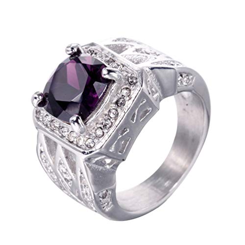 Bague homme vintage acier inoxydable oxyde de zirconium retro