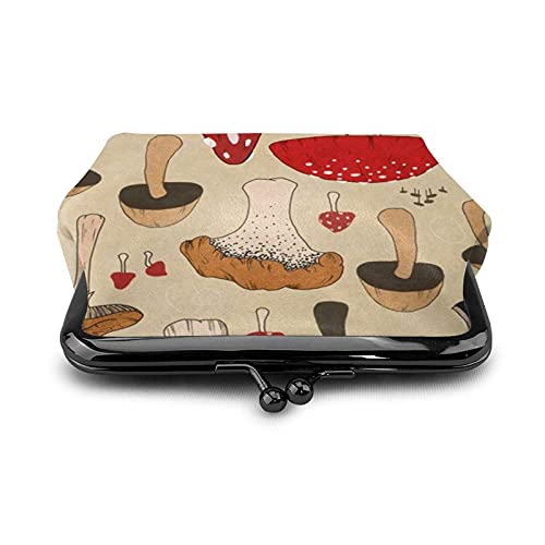 Qieara The Various Mushroom Art Women's Wallet Buckle Coin Purses Cute Pouch Change Purse Travel Makeup #TOP1