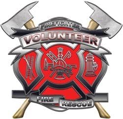 Weston Signs 12" Volunteer Firefighter Red Maltese Cross Decal with Axes Reflective