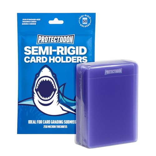 Protectodon Semi-Rigid Card Holders - Pack of 50 Protectors - Suitable for Sports Cards Trading Cards Grading Submissions (50 Pack)