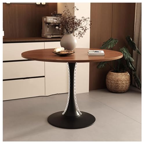 Table tulipe ronde avec pied en métal stable et plateau moderne en MDF