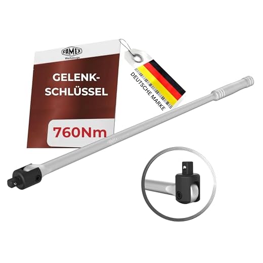 Famex 10672 Spezial Gelenk-Drehgriff extra lang, 12,5mm (1/2-Zoll)-Antrieb, Länge 60 cm