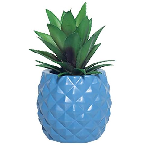 BLASCOOL Artificial Succulent Potted Pineapple Decor - Fake Pineapple Home Office Kitchen Table Decor (03 Blue) Cover