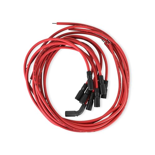 MSD 32129 Super Conductor Spark Plug Wire Set, Red, Straight Boots