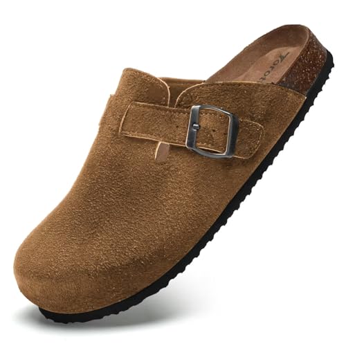 Torotto Mens Clogs Cork Footbed Suede Slippers Arch...