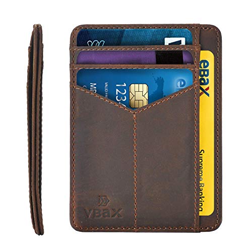Mens Slim Wallet RFID Leather Minimalist Front Pocket Credit Card Holders (Vintage Leather)