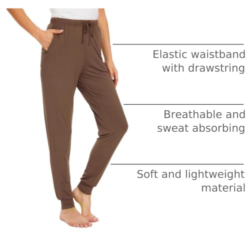 Image of GYS Women's Bamboo Viscose Cooling Jogger Pajama Pants | Moisture wicking, Breathable, Tagless, Soft stretch, Drawstring, 2 pockets, Jogger cuffs, for hot flashes & lounge