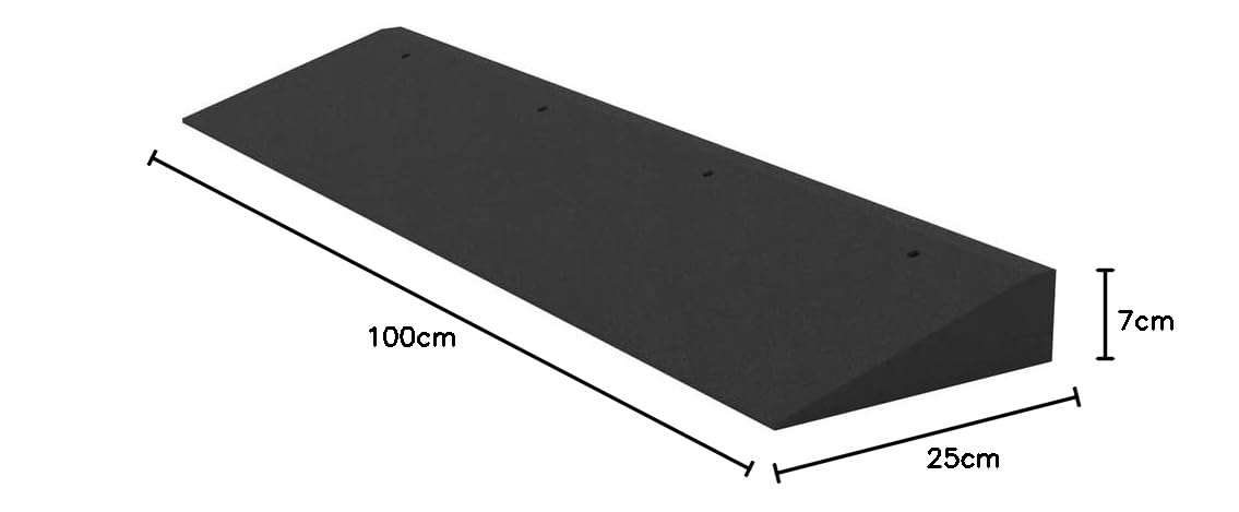 RO-FLEX Rampa in gomma da 70 mm di altezza, rampa per marciapiedi, rampa di carico (nero)