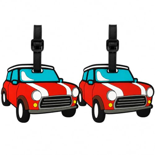 Image of Storite Pack of 2 Luggage Tags with Black Silicon Strap (Red)