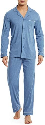 DAVID ARCHY Mens Cotton Sleepwear Pajamas Set Long Sleeve, Button-Down with Pockets, Fly Loungewear for Men Top & Pants Set