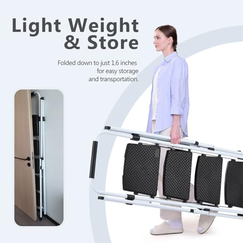 Heavy-Duty 5 Step Ladder, Folding Step Stool with Wide Anti-Slip Wide Pedal and Handrails, Sturdy Steel Ladder, Lightweight Portable Steel Step Stool for Home Kitchen Pantry Office,5 Steps