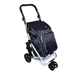 Urban London 74L Foldable Shopping Trolley, 3-Wheel Lightweight Cart with Adjustable Handle, Navy