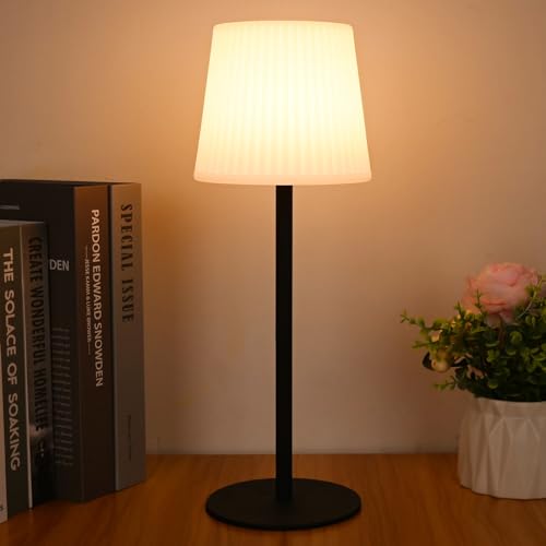 ZWOOS Lamparas de Mesita de Noche Sin Cable, Luce Mesita de Noche LED RGB, Lampara Inalambrica Recargable con Modo de Parpadeo de Vela, Impermeable IP54, con Control Remoto