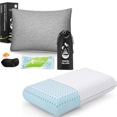 Image of CushyOasis Memory Foam Pillows & All-in-1 Camping Pillow Set, Bed Pillow with Washable Cover