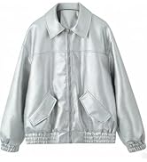 ZNZHKR Women Pu Leather Jacket Lapel Collar Motorcycle Zip Up Long Sleeve Motor Biker Short Coat ...