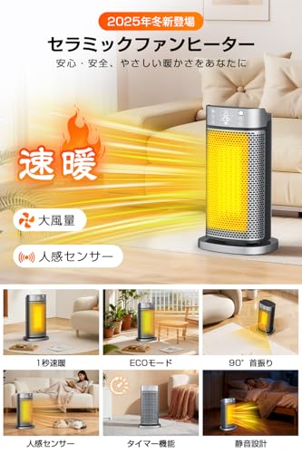 Azamar セラミックファンヒーター PTC-1500P1 の商品画像 1