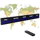 World Time Zone Orologio da Parete con Telecomando, Display HD, Città Regolabili, Telaio in Alluminio per Ufficio e Impresa