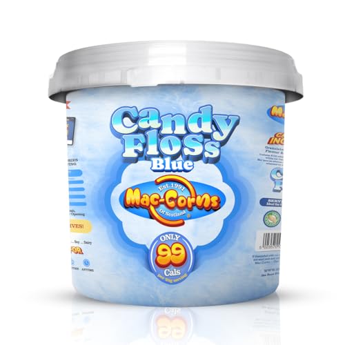 MacCorns - Traditional Blue Raspberry Candy Floss Bucket Serves 25 Party Portions What Ever Your Occasion, We Cater for Your Celebration