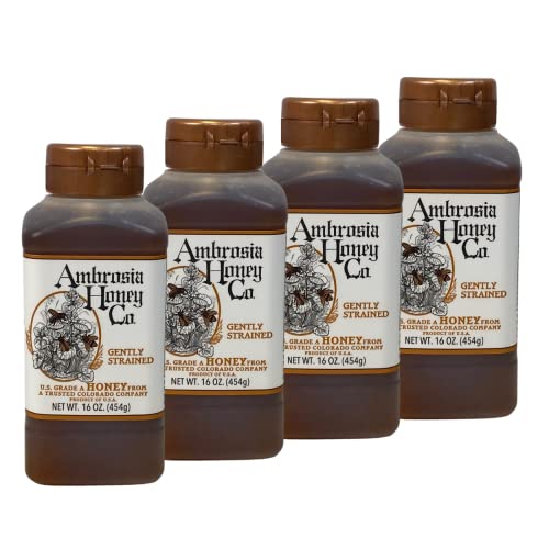 image for Madhava Ambrosia Gently Strained Honey, 16 oz. Bottle (Pack of 4) | Na