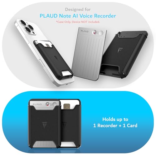 TUDIA Magnetic Holder for PLAUD Note and Plaud Note Pro AI Voice Recorder Case – Hard PC Slim Carrying Protective Cover with Strong Magnetic Attachment - Black