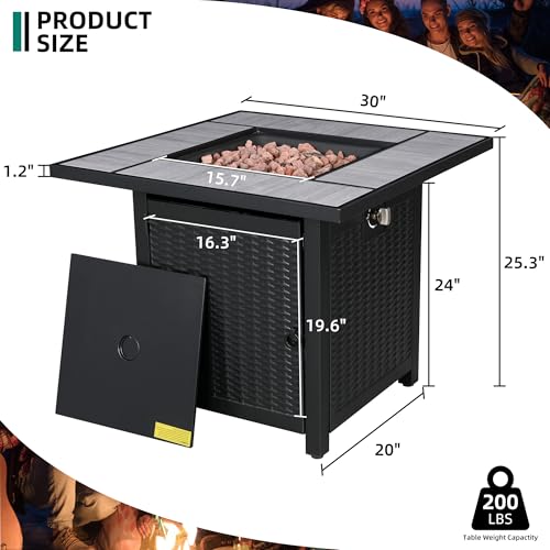 SUNLEI 30 Inch Gas Fire Pit Table, Patio Outdoor Propane Fire Pits with