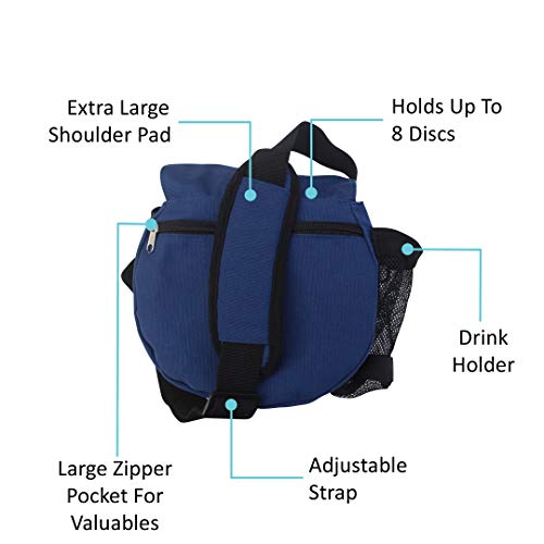 Kestrel Disc Golf Bag | Fits 6-10 Discs + Bottle | For Beginner And Advanced Disc Golf Players | Extremely Durable Canvas | Disc Golf Bag Set | Small Disc Golf Bag (Blue) #TOP2