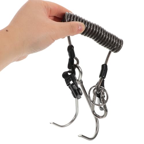Gancho de arrecife de buceo doble en acero inoxidable 316 con cordon negro 4