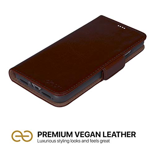 Image of dreem Fibonacci 2-in-1 Wallet Case for Apple iPhone Xs Max - Luxury Vegan Leather, Magnetic Detachable Shockproof Phone Case, RFID Card Protection, 2-Way Flip Stand - Coffee